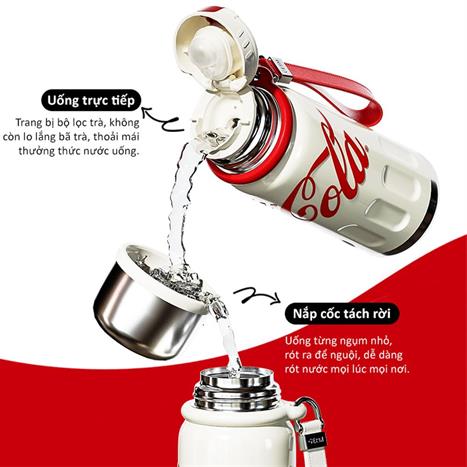 Ly giữ nhiệt inox 580 ml Max Coca Cola GERM GE-CK24AW-B86 Màu Đỏ