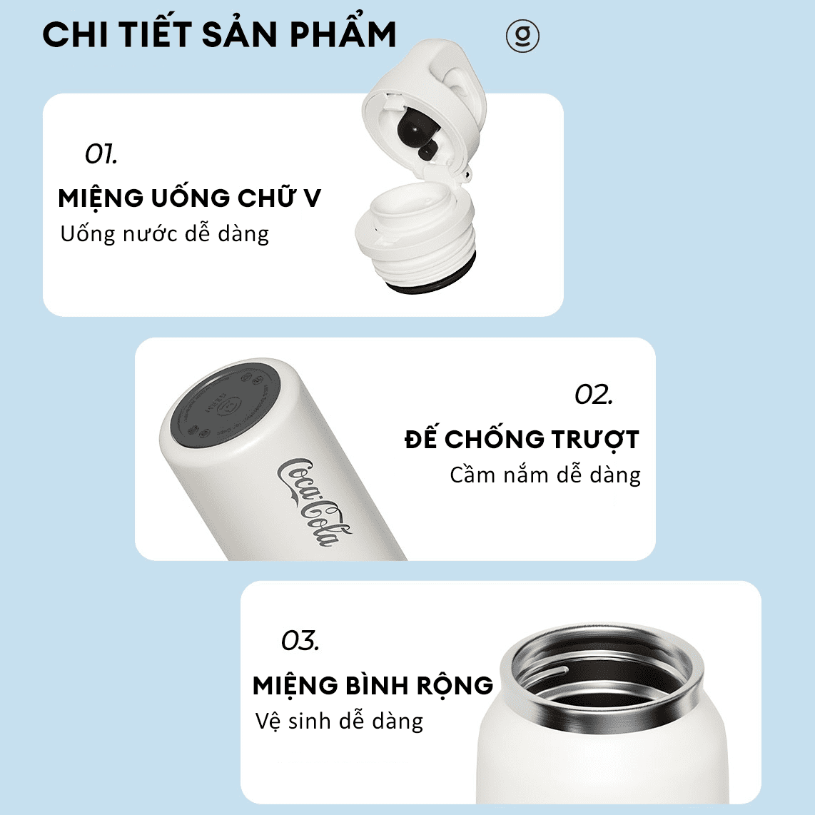 Ly giữ nhiệt inox 600 ml Nhẫn Coca Cola GERM GE-CK24AW-B96 Màu Đen