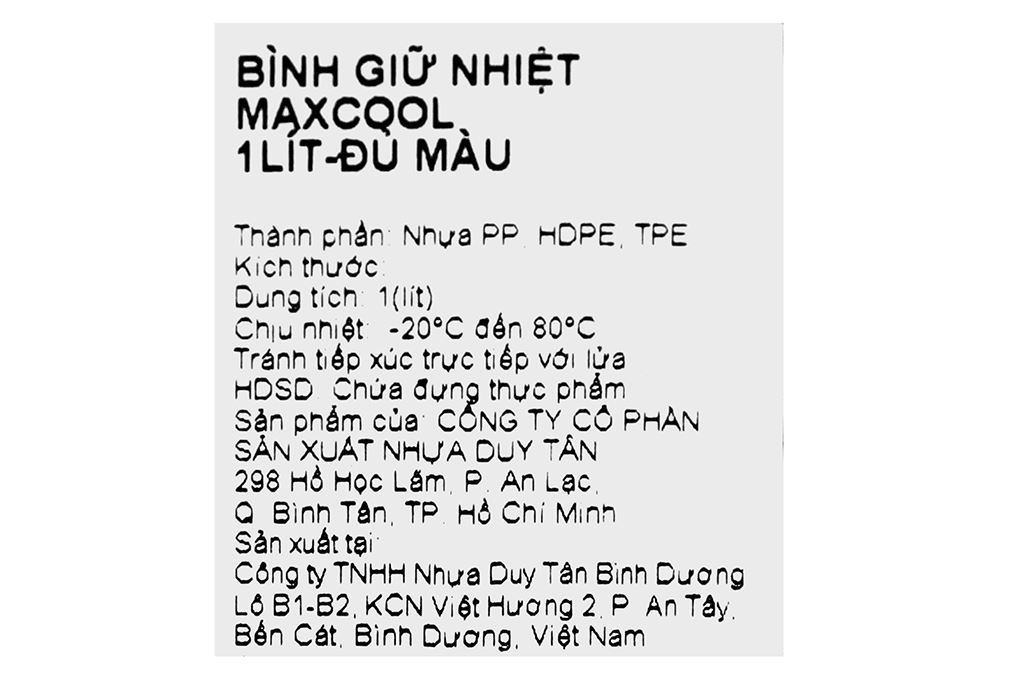 Bình giữ nhiệt nhựa 1000 ml Duy Tân Maxcool Màu Xanh dương đậm