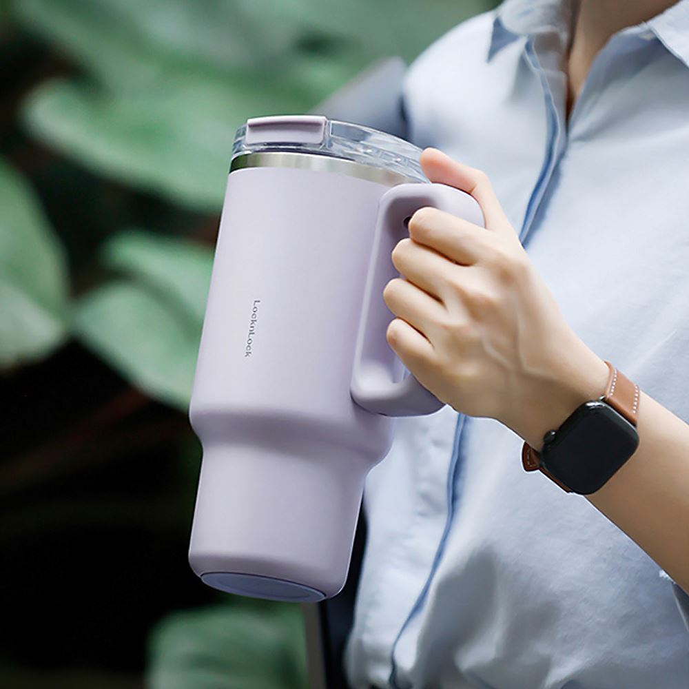 Bình giữ nhiệt Inox 900 ml Lock&Lock Balance Grip LHC4397LVOL Màu Tím