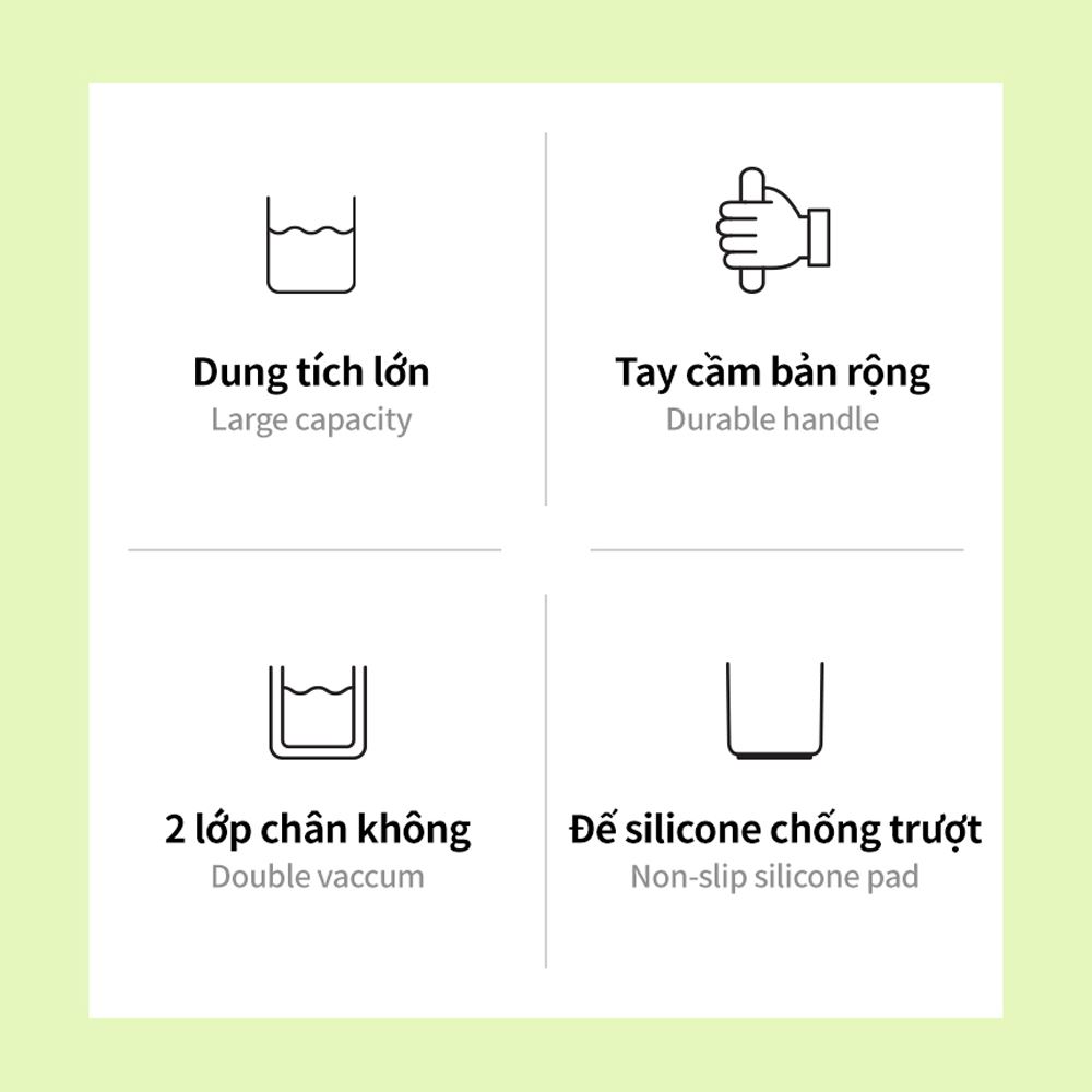 Bình giữ nhiệt Inox 900 ml Lock&Lock Balance Grip LHC4397LGRN Màu Xanh lá