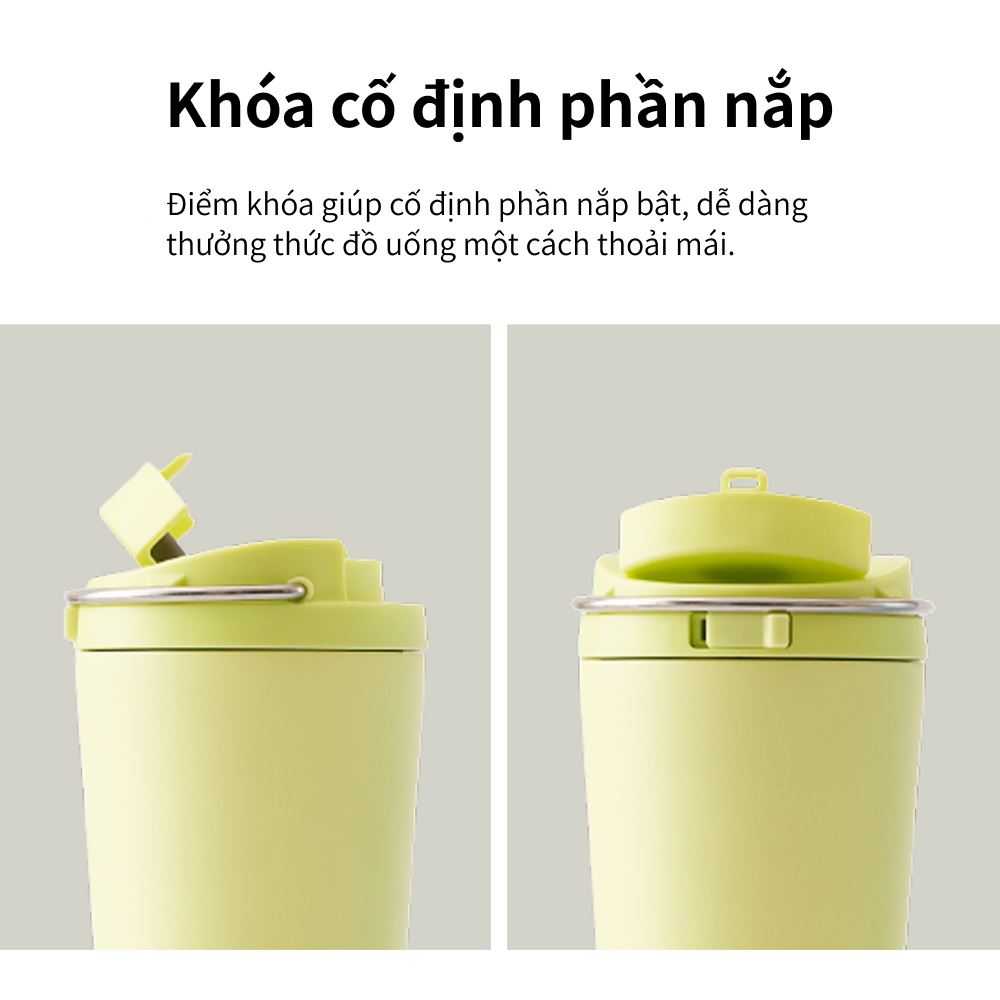 Bình giữ nhiệt Inox 550 ml Lock&Lock Bucket One Touch LHC3345GRN Màu Xanh lá