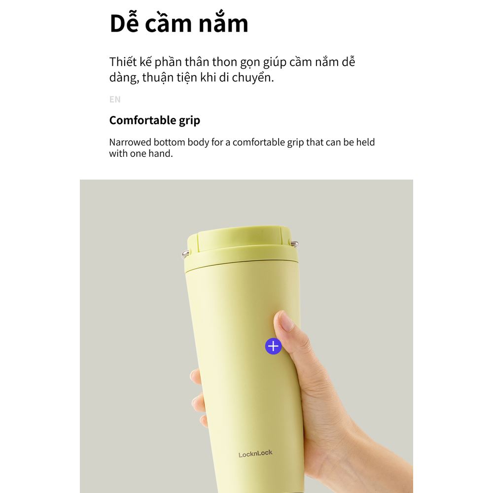 Bình giữ nhiệt Inox 550 ml Lock&Lock Bucket One Touch LHC3345GRN Màu Xanh lá