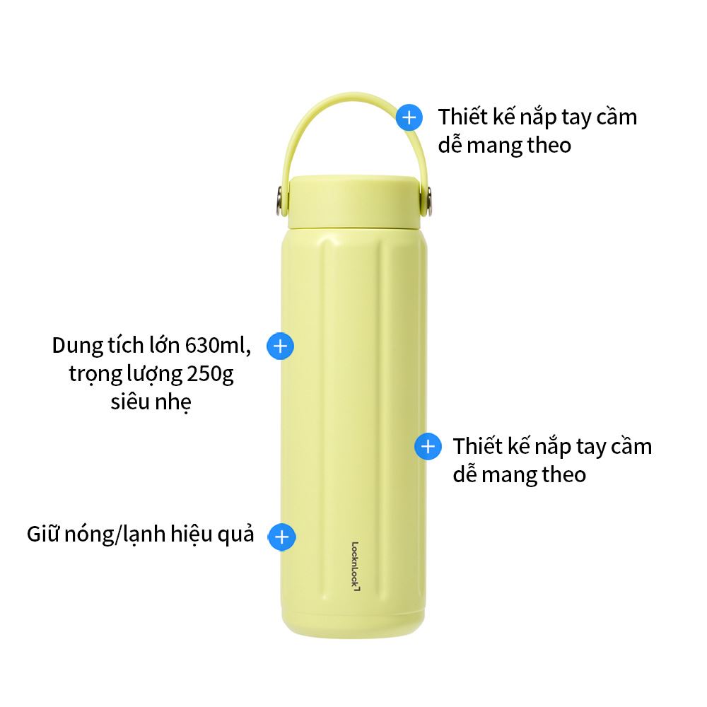 Bình giữ nhiệt Inox 630 ml Lock&Lock SLO Ultralight Tumbler LHC4427YEL Màu vàng