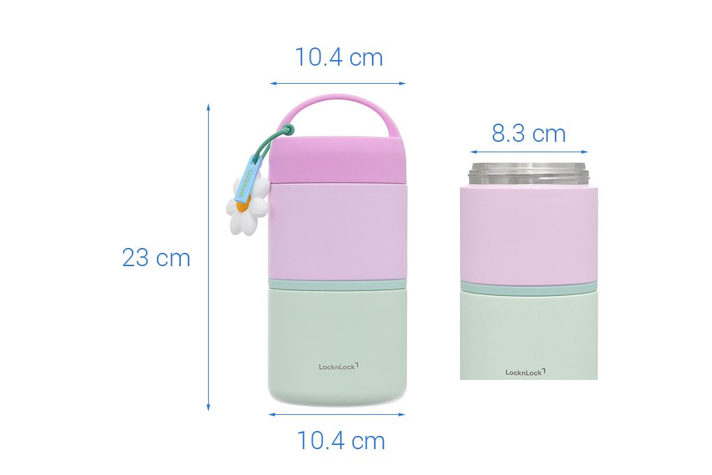 Bộ 2 hộp cơm giữ nhiệt Inox 330, 520 ml Lock&Lock LHC8055VOL Màu Xanh lá - Tím