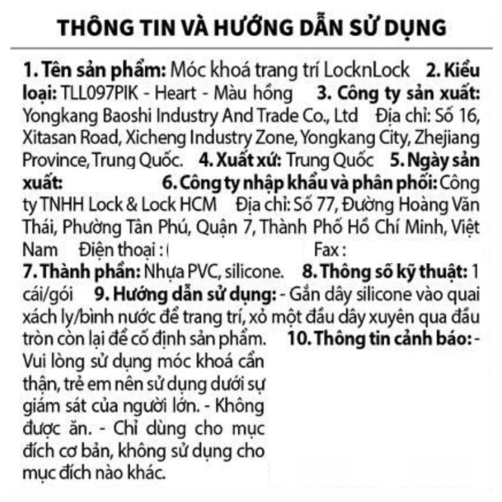 Móc khoá nhựa Heart Lock&Lock TLL097PIK - 2