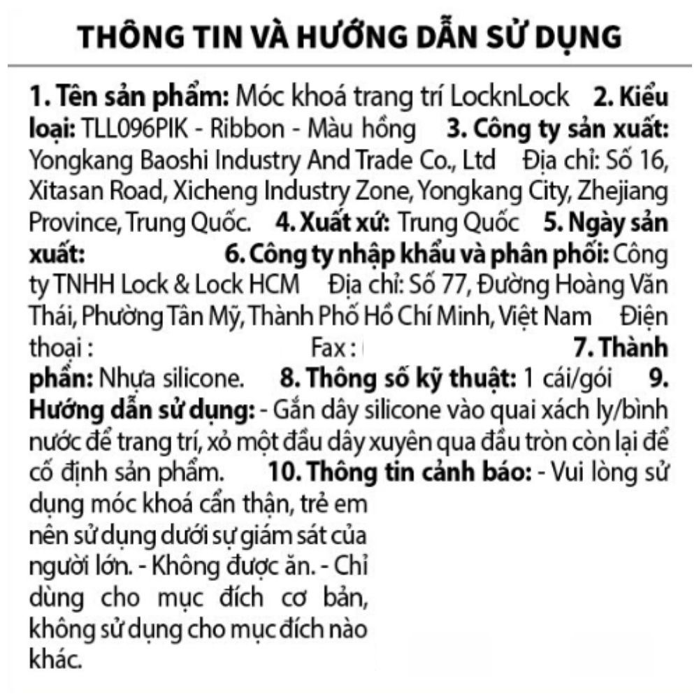 Móc khoá nhựa Ribbon Lock&Lock TLL096PIK - 3