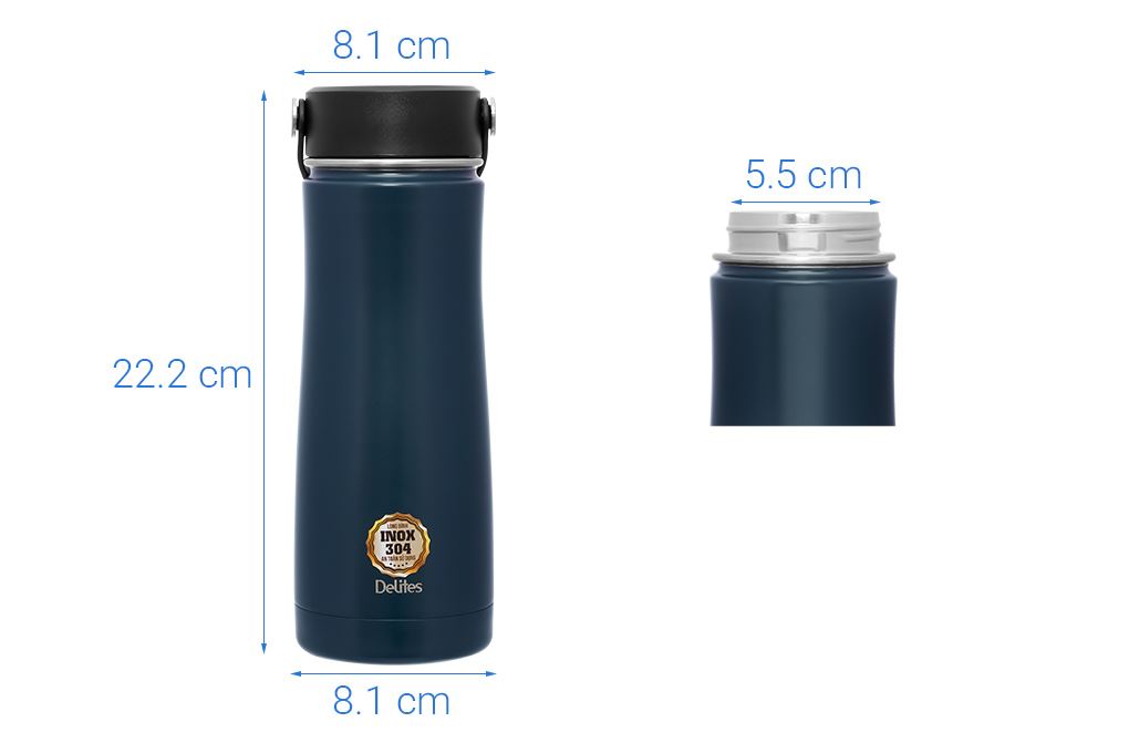 Bình giữ nhiệt Inox 590 ml Delites KL16 Màu Xanh đen