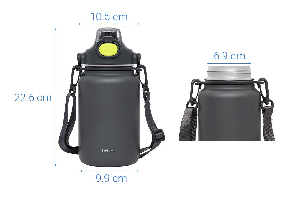 Bình giữ nhiệt Inox 1000 ml Delites XB-22137 Màu Xám đậm
