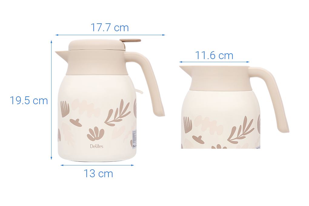 Bình giữ nhiệt Inox phủ ceramic 1200 ml Delites XB-24182 Màu Màu be