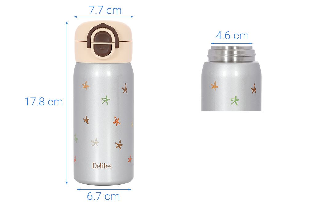 Bình giữ nhiệt Inox 350 ml Delites XB-25150 Màu Bạc