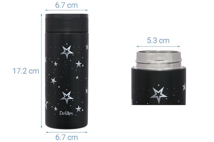 Bình giữ nhiệt Inox 370 ml Delites XB-24110 Đen Màu Đen