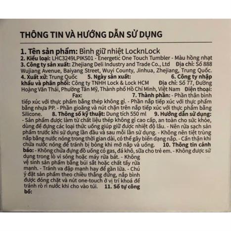Ly giữ nhiệt inox 550 ml Lock&Lock LHC3249LPIKS01 Màu Hồng