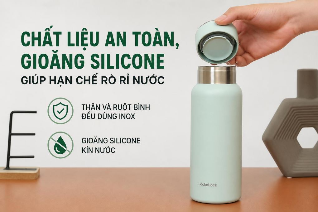 Bình giữ nhiệt Inox 650ml Sling Ring Tumbler Lock&Lock LHC4321MIT Màu Xanh Bạc Hà