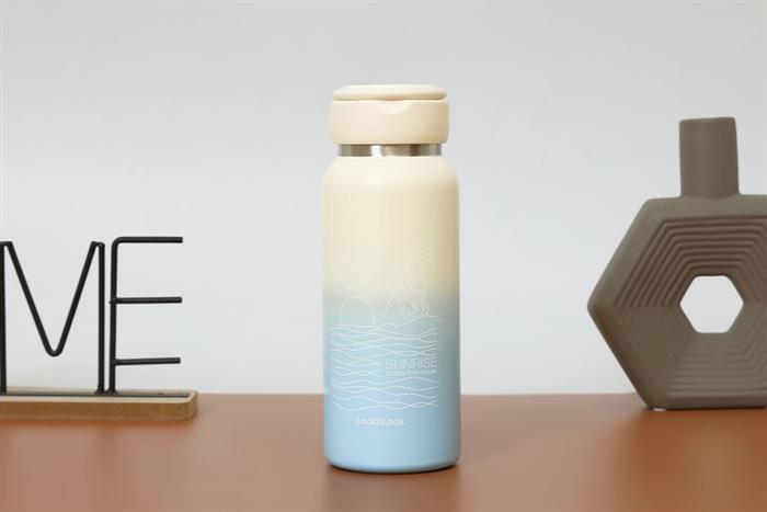 Bình giữ nhiệt Inox 650ml Sling Ring Tumbler Lock&Lock LHC4321NIVY Màu Trắng - Xanh