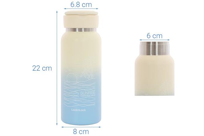 Bình giữ nhiệt Inox 650ml Sling Ring Tumbler Lock&Lock LHC4321NIVY Màu Trắng - Xanh