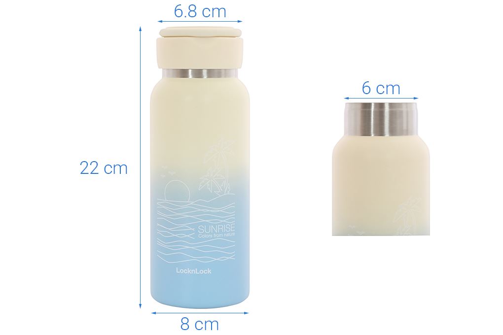 Bình giữ nhiệt Inox 650ml Sling Ring Tumbler Lock&Lock LHC4321NIVY Màu Trắng - Xanh