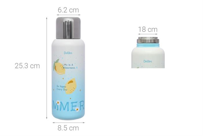 Bình giữ nhiệt Inox 800ml Delites LTP-80PZ2 Màu Trắng - Xanh