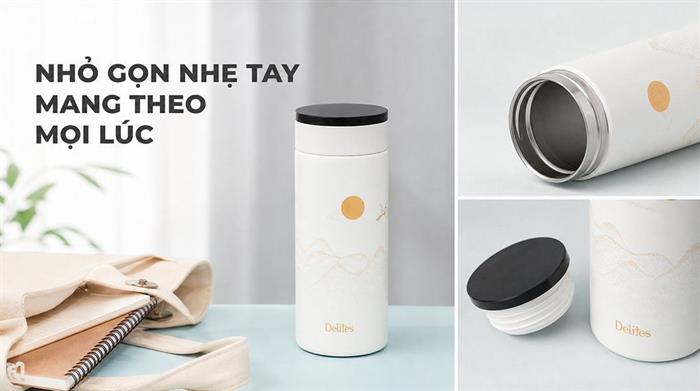 Bình giữ nhiệt Inox 370 ml Delites XB-24110A Màu Trắng