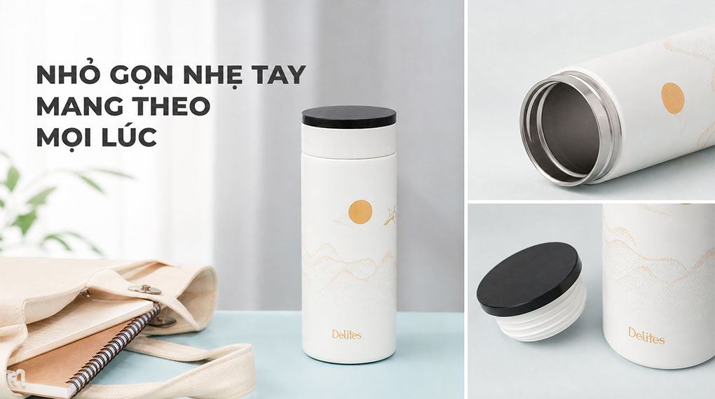 Bình giữ nhiệt Inox 370 ml Delites XB-24110A Màu Trắng