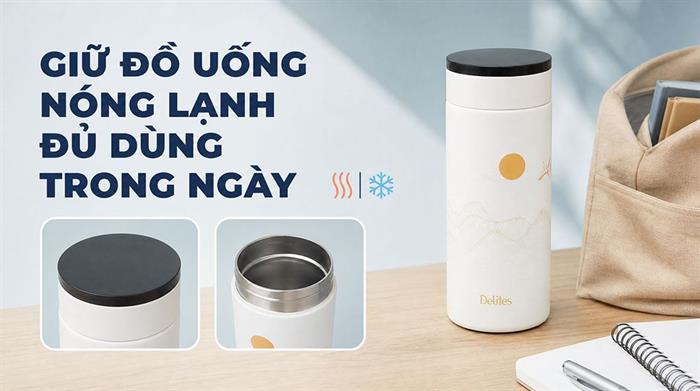 Bình giữ nhiệt Inox 370 ml Delites XB-24110A Màu Trắng