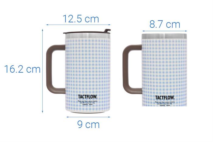 Ly giữ nhiệt Inox 700 ml Tactflow TFB206MONOCHK Màu Trắng - Xanh