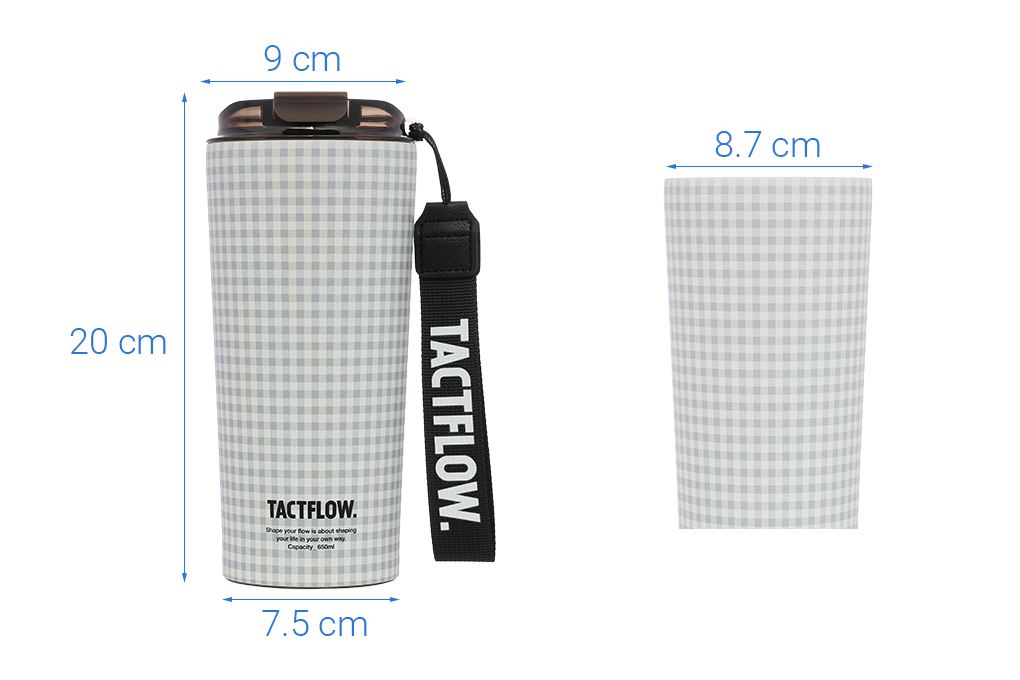 Ly giữ nhiệt Inox 650 ml Tactflow TFB507MONOCHK Màu Trắng