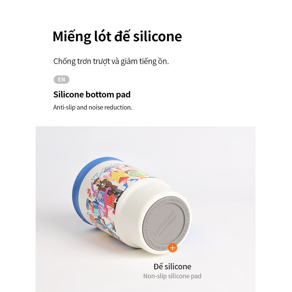 Bình giữ nhiệt inox 400 ml LocknLock LHC3340BLU<em>TL - Đế silicone