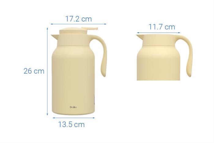 Bình giữ nhiệt inox 2000 ml Delites XB-20156 - Vàng Màu Vàng