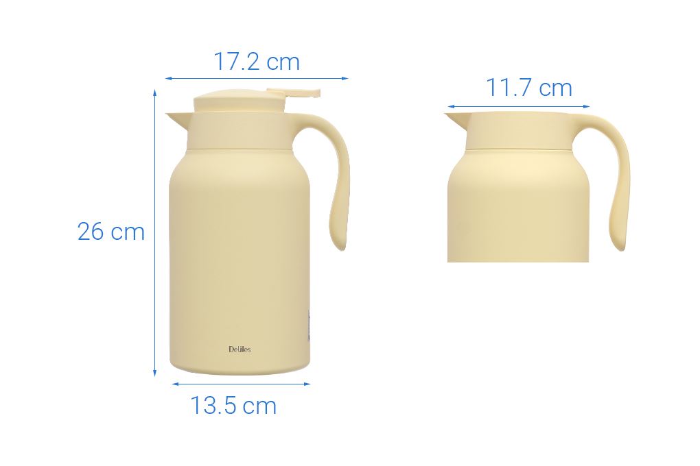 Bình giữ nhiệt inox 2000 ml Delites XB-20156 - Vàng Màu Vàng