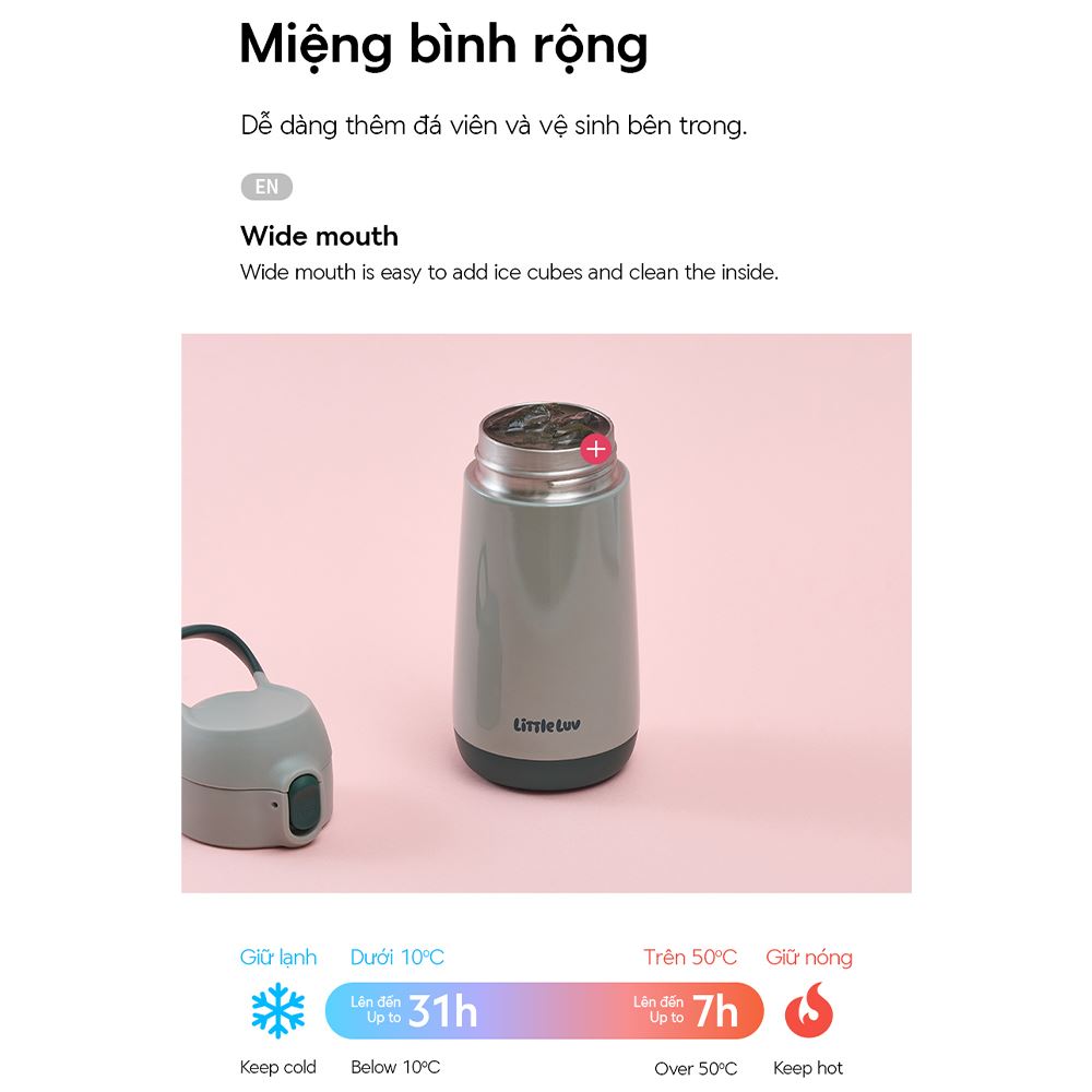 Bình giữ nhiệt inox 380 ml LocknLock LHC918GRN Màu Xanh lá