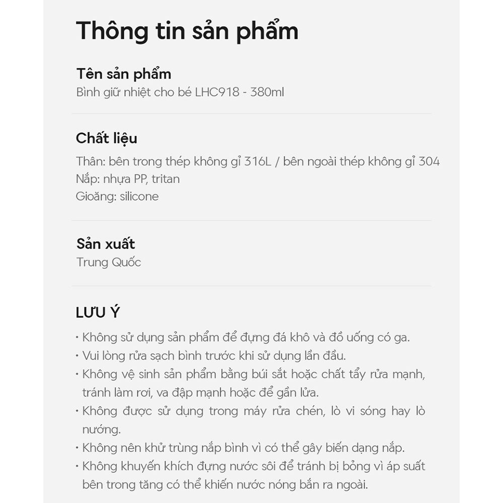 Bình giữ nhiệt inox 380 ml LocknLock LHC918GRN Màu Xanh lá