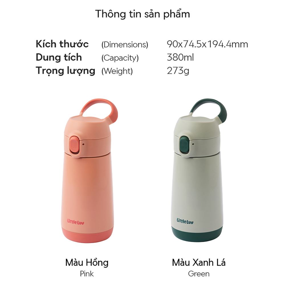 Bình giữ nhiệt inox 380 ml LocknLock LHC918GRN Màu Xanh lá