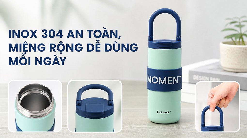 Bình giữ nhiệt inox 550 ml Lock&Lock LHC4436MIT Màu Xanh Bạc Hà