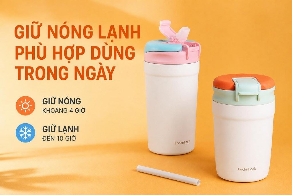 Bình giữ nhiệt Inox 320 ml Lock&Lock LHC4290YRED Màu Hồng Kem