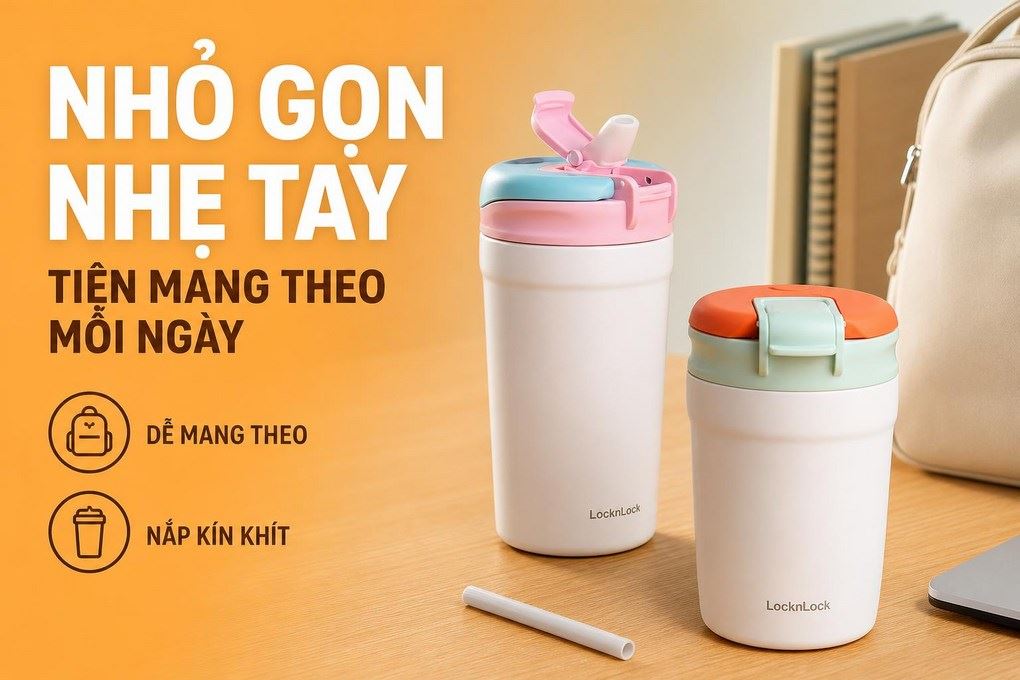 Bình giữ nhiệt Inox 320 ml Lock&Lock LHC4290YRED Màu Hồng Kem