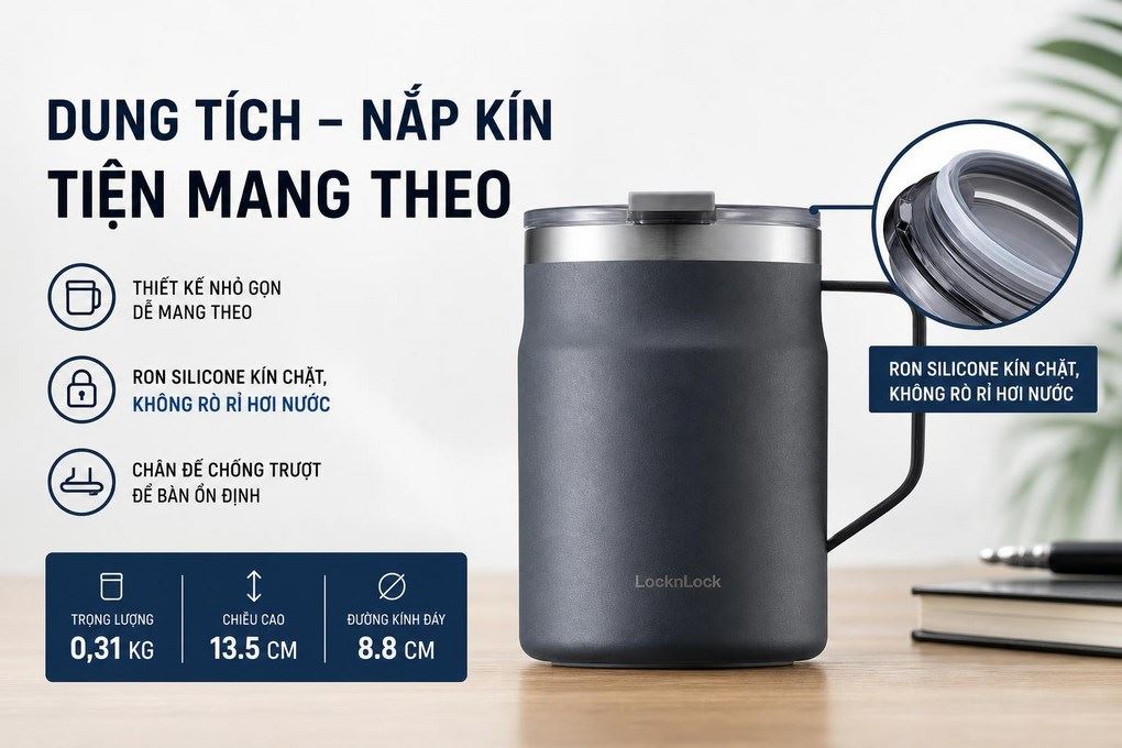 Bình giữ nhiệt Inox 475 ml Lock&Lock LHC4219NVY Màu Xanh Navy
