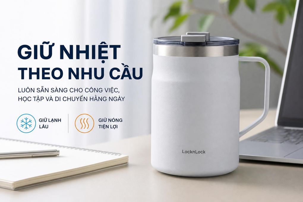 Ly giữ nhiệt Inox 475 ml Lock&Lock LHC4219WHT Màu Trắng