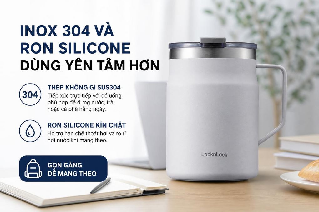 Ly giữ nhiệt Inox 475 ml Lock&Lock LHC4219WHT Màu Trắng