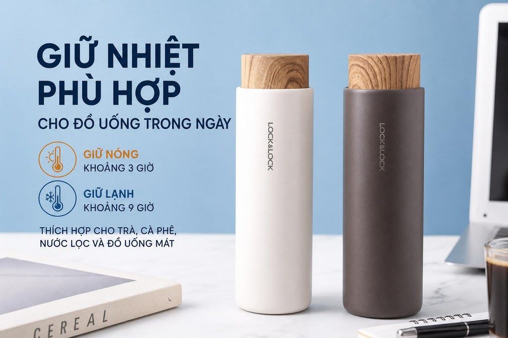 Bình giữ nhiệt Inox 400 ml Lock&Lock LHC4227WHT Màu Trắng