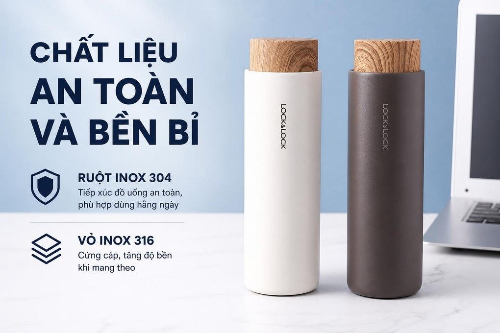Bình giữ nhiệt Inox 400 ml Lock&Lock LHC4227WHT Màu Trắng