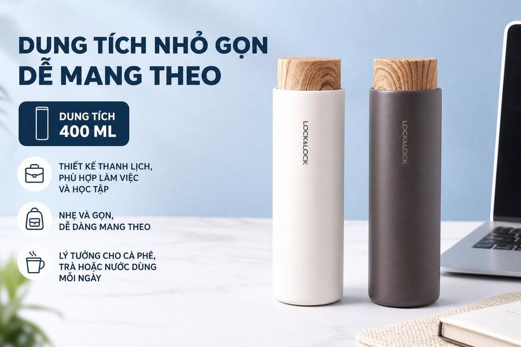 Bình giữ nhiệt Inox 400 ml Lock&Lock LHC4227WHT Màu Trắng