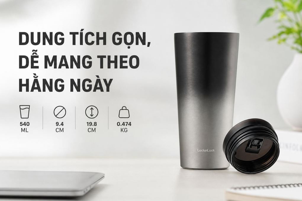 Bình giữ nhiệt Inox 540 ml Lock&Lock LHC4279BLK Màu Đen