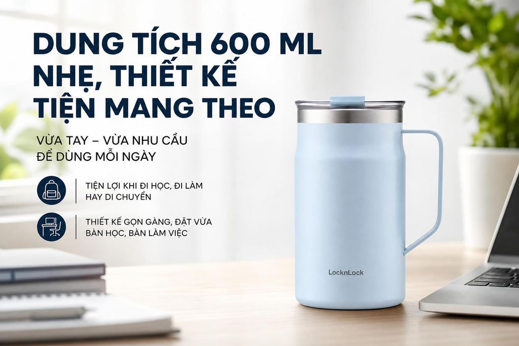 Bình giữ nhiệt Inox 600 ml Lock&Lock LHC4282SBLU Màu Xanh Da Trời