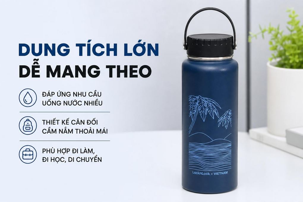 Bình giữ nhiệt Inox 897ml LocknLock LHC4160NVY Màu Xanh Navy