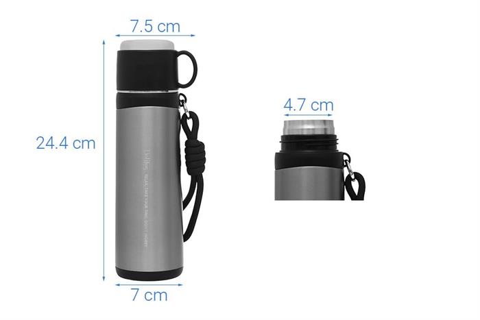 Bình giữ nhiệt Inox 500 ml Delites XB-24106 Màu Bạc