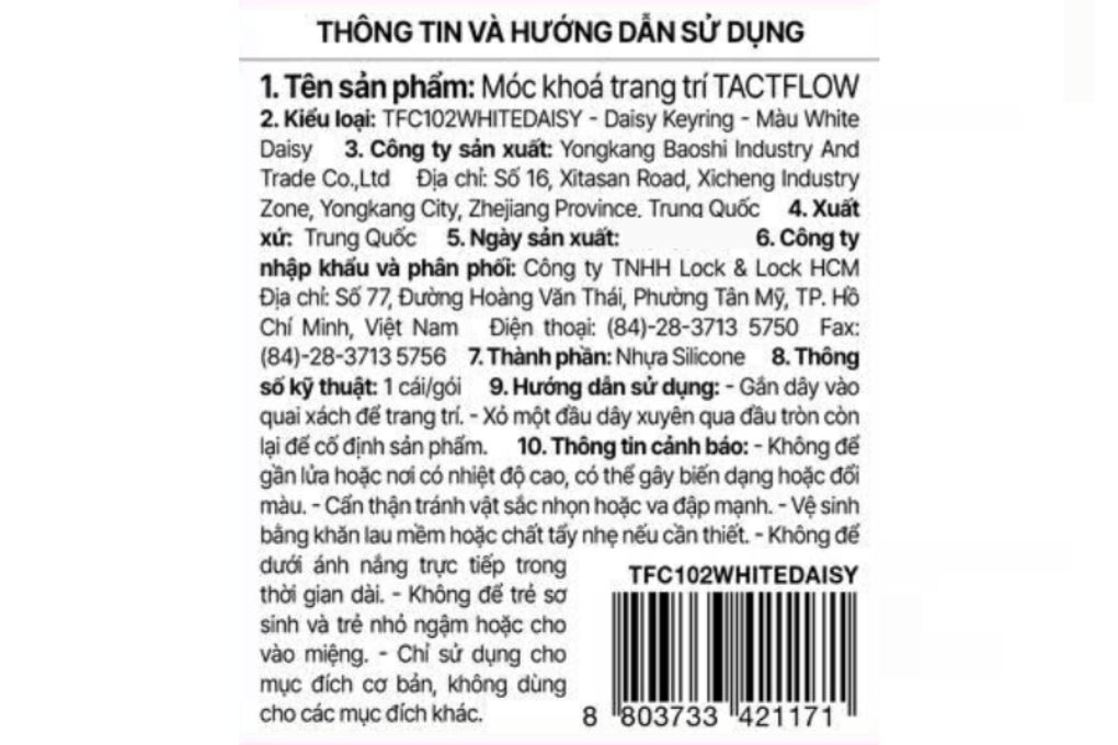 Móc khoá nhựa tactflow TFC102WHITEDAISY DAISY Màu Trắng