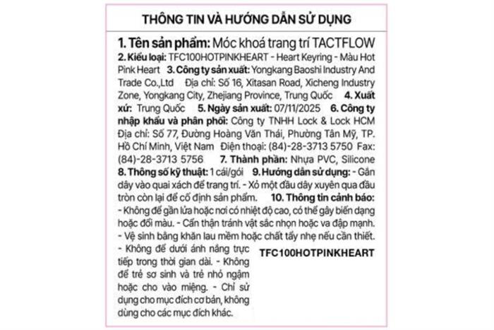 Móc khoá nhựa Tactflow Heart TFC100HOTPINKHEART Màu Hồng đỗ