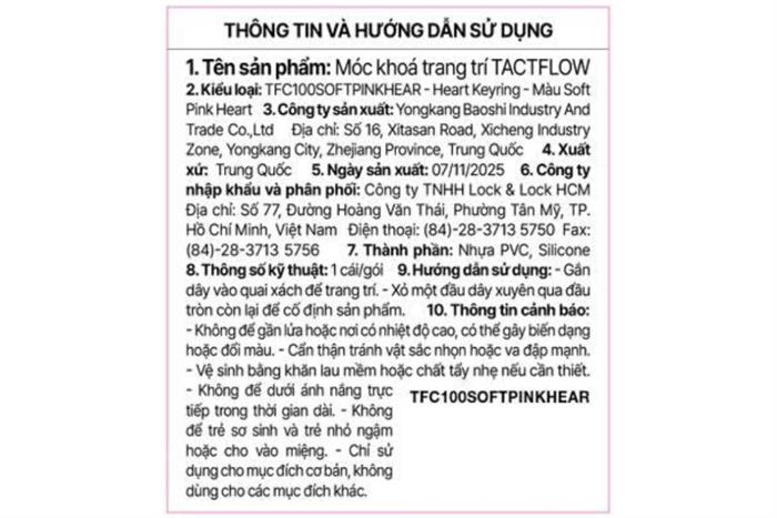 Móc khoá nhựa Tactflow Heart TFC100SOFTPINKHEAR Màu Hồng