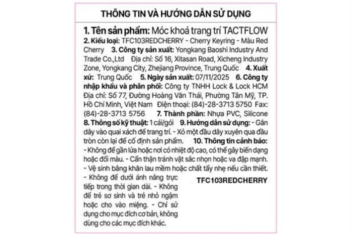 Móc khoá nhựa Tactflow Cherry TFC103REDCHERRY Màu Đỏ